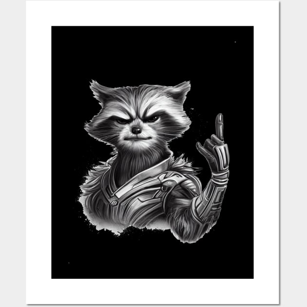 Rocket Raccoon Rock Sign Wall Art by Vish artd